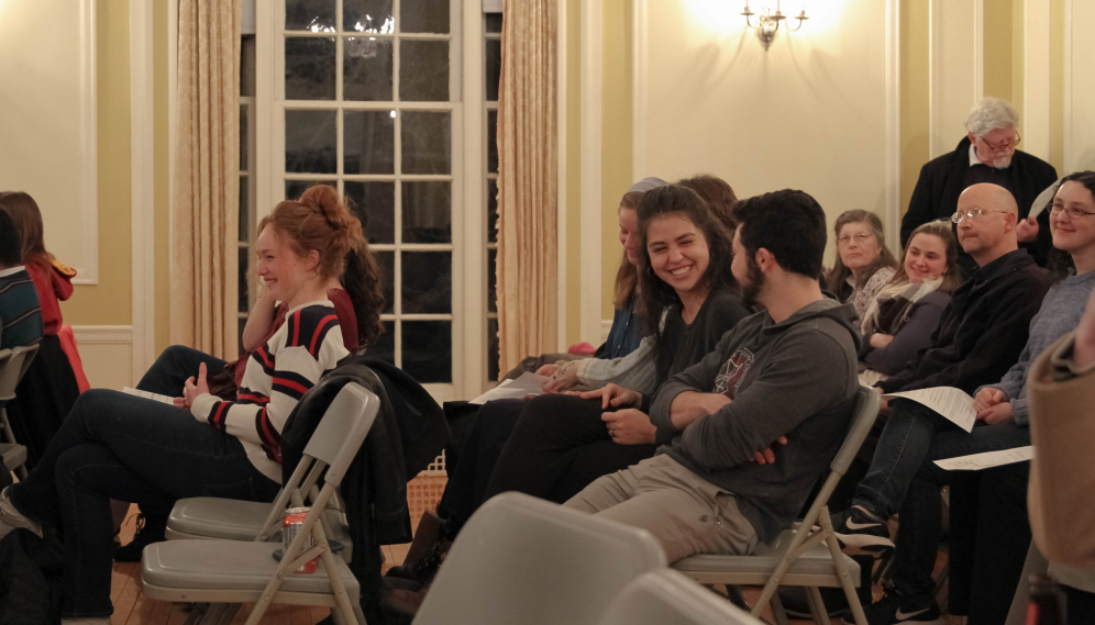 Laughing students in the audience