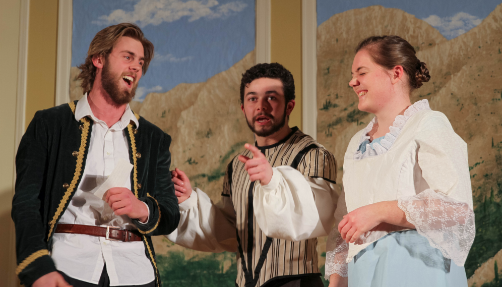 The sailor-jacketed man with Malvolio's attendant and the girl in lace