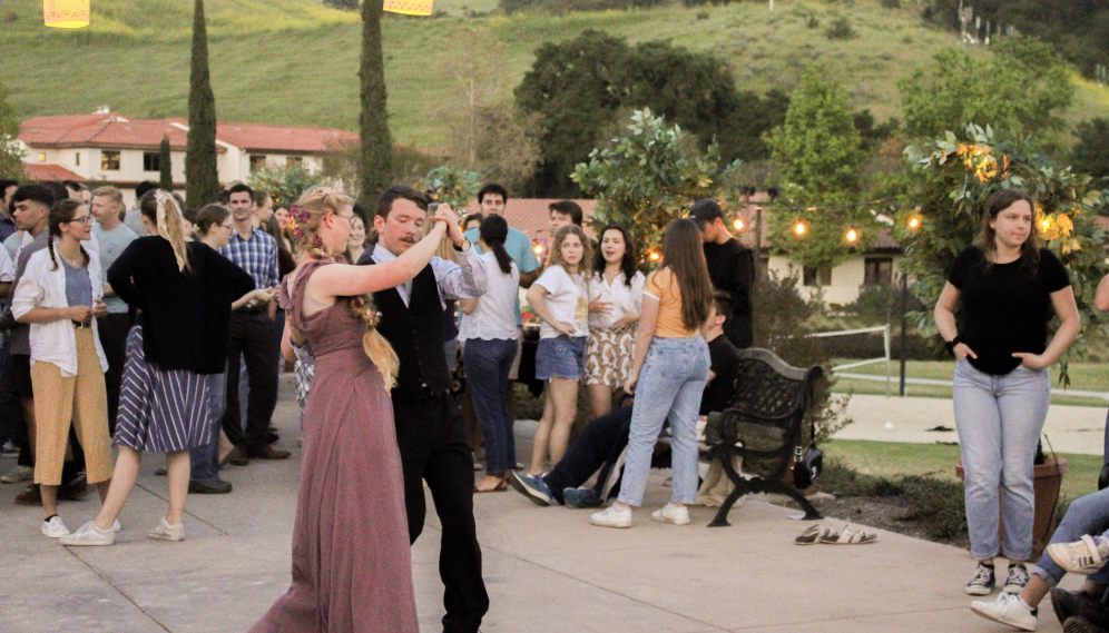 Students dancing on Gladys patio