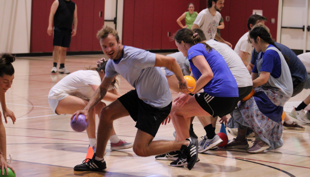 Students grab balls