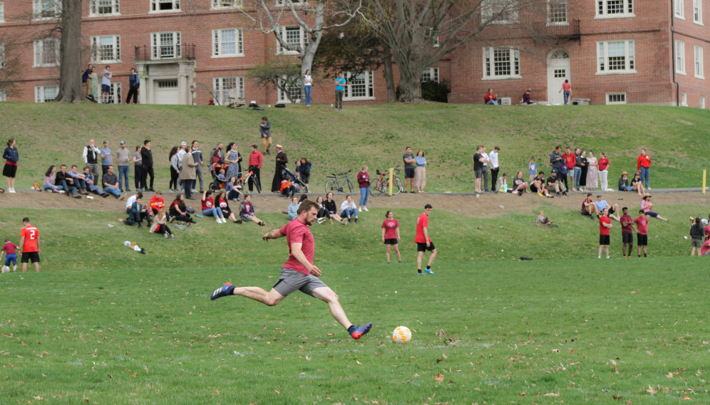 A TAC student about to make a long kick