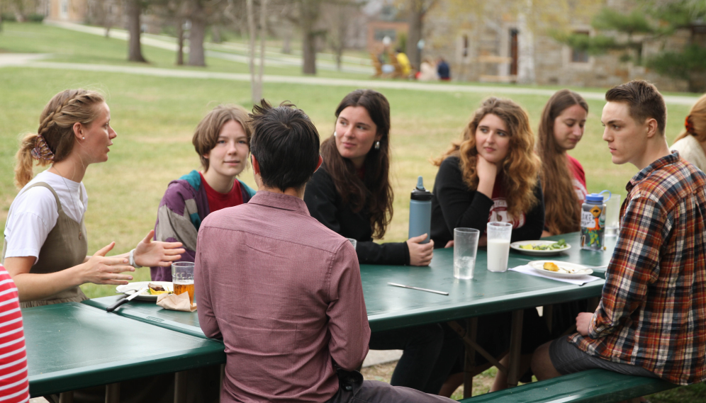 Postgame meal at the picnic tables