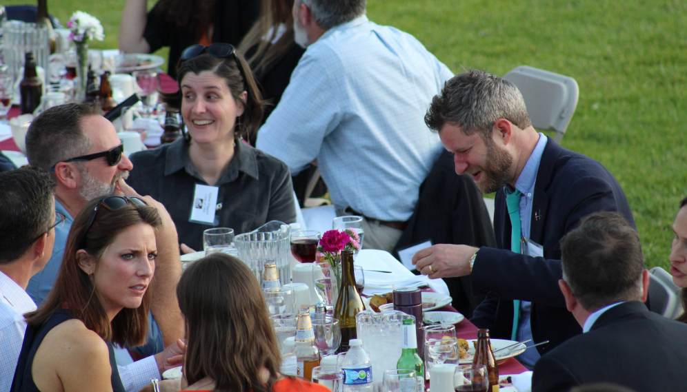 Alumni at a table