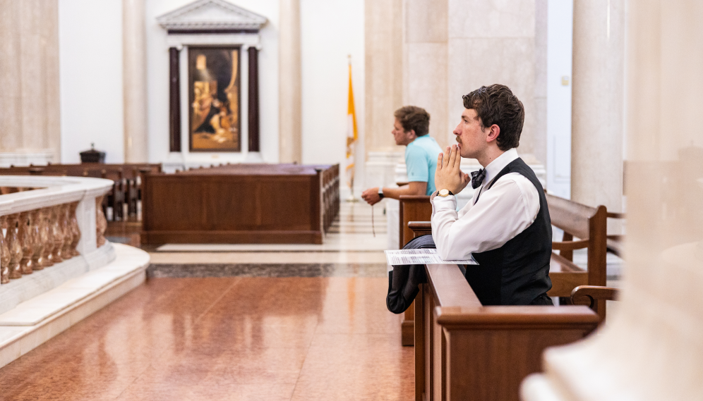 Students pray the Rosary