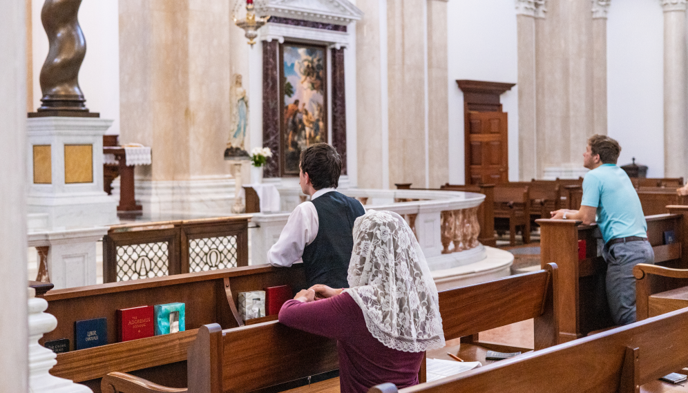 Students pray the Rosary