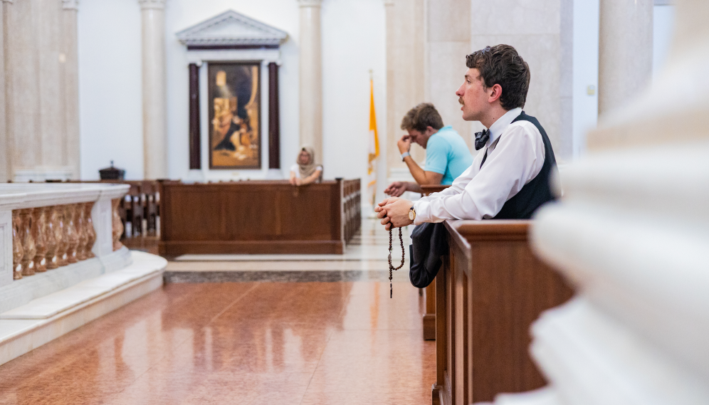 Students pray the Rosary