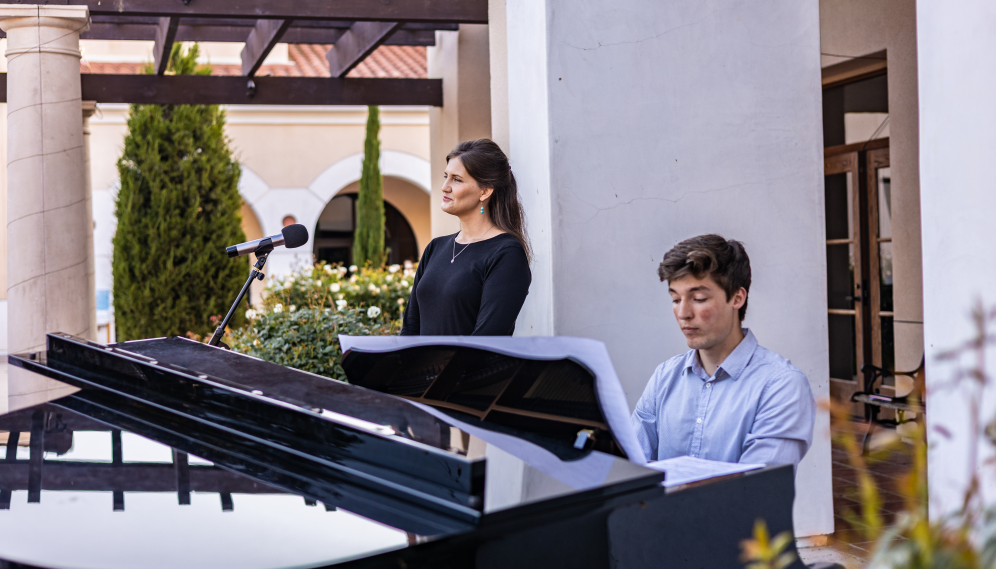A pianist and vocalist perform together