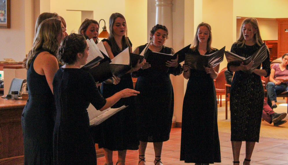 An all-women subgroup sings