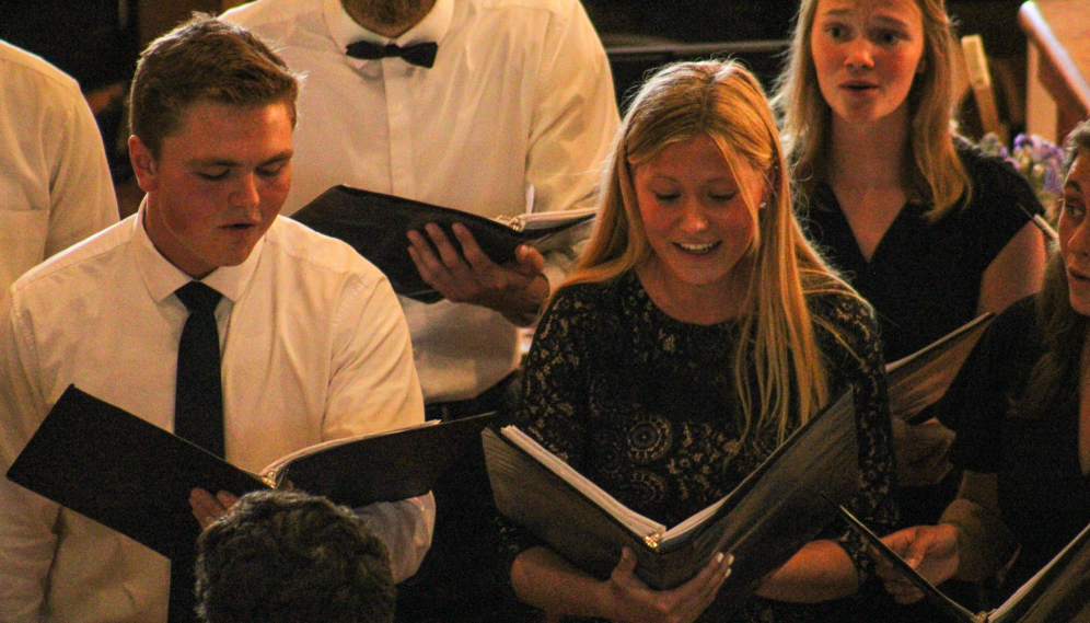 Close-up of three singing