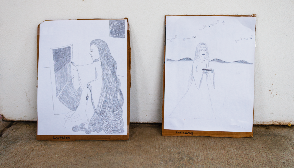 Portraits of Tolkein characters, "Luthien" and "Galadriel"
