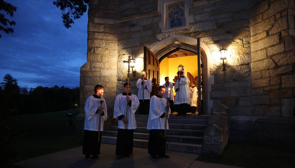 The procession leaves the chapel