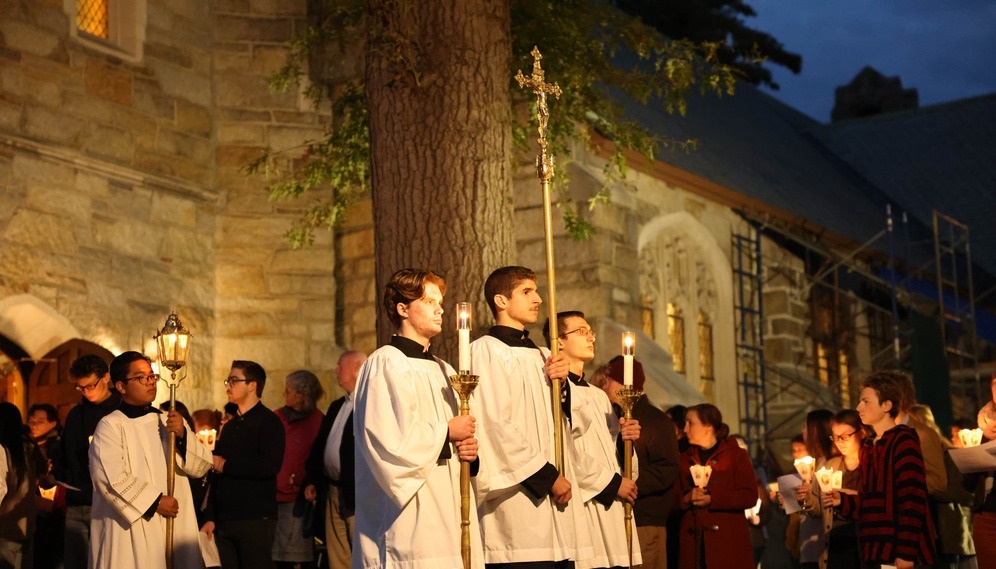 The procession leaves the chapel