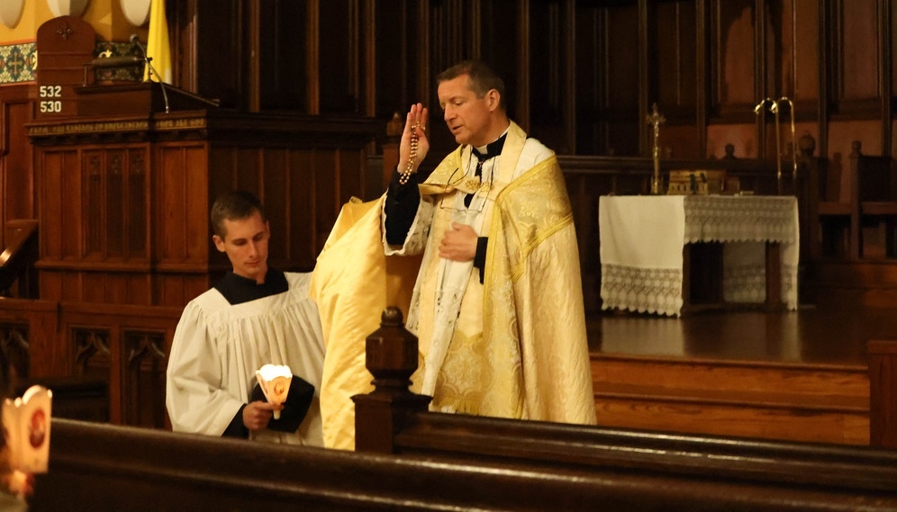Father gives a blessing