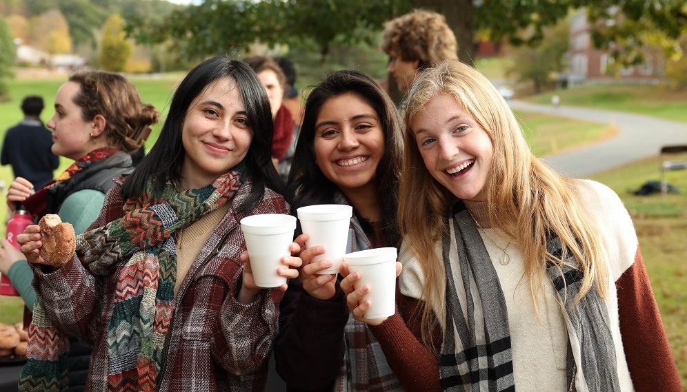 three sophomore girls pose for the camera