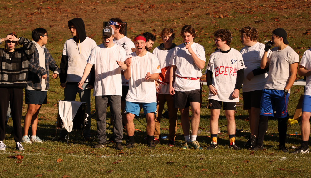 Underclassmen cheer on their teammates