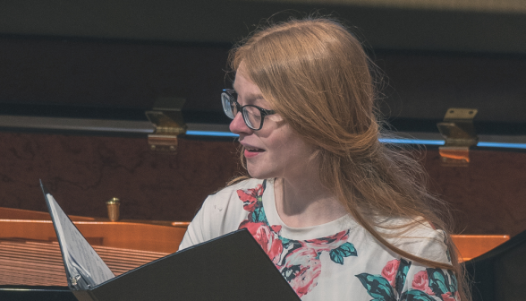 A student plays the piano