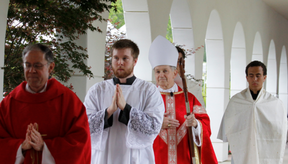 Bishop Paprocki and student acolytes