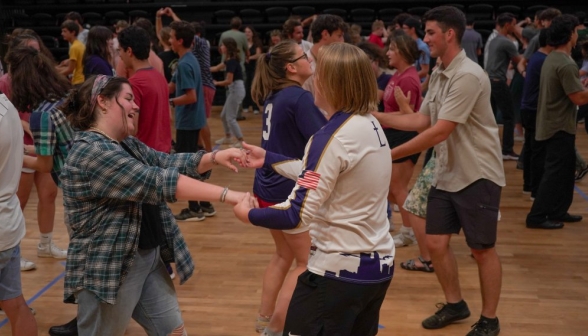 All the students dancing in couples