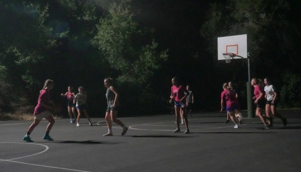 The women's basketball game in progress