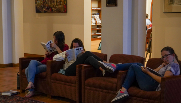 Three lounge comfortable in the armchairs in the main hall