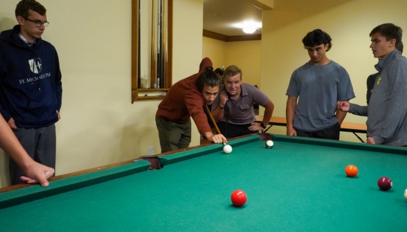 An intense game of pool