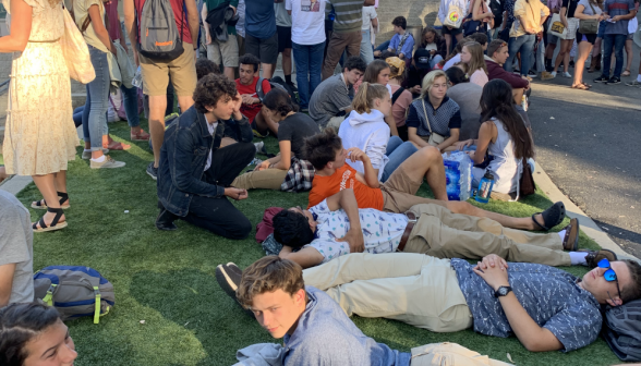 Students wait to enter Hollywood Bowl