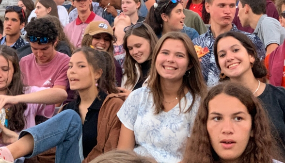 Another closeup of the students, relaxing in the seats