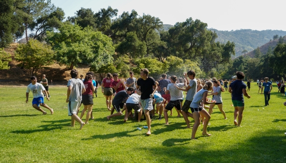 Water-balloon war breaks out on the athletic field