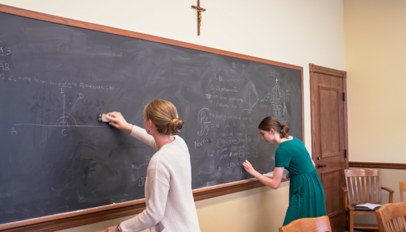 Students demonstrate Euclidian propositions