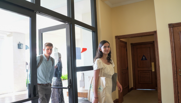 Students enter St. Augustine Hall