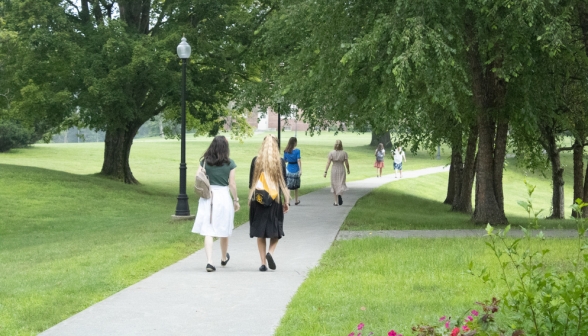 Students walk on campus