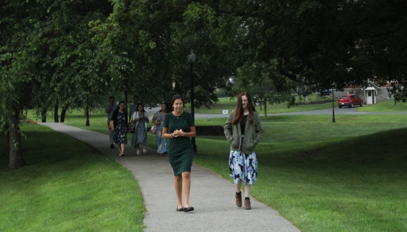 Students walk on campus