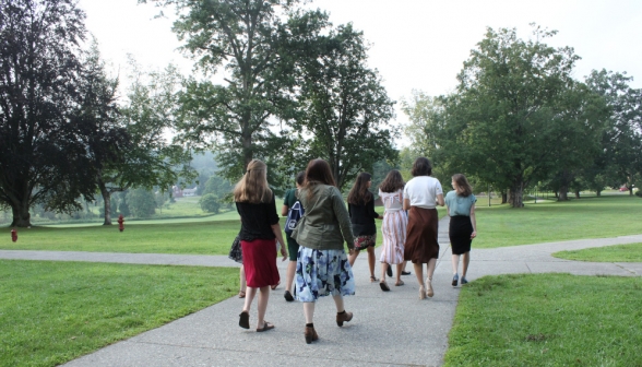 Students walk on campus