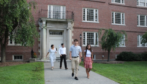 Students walk on campus