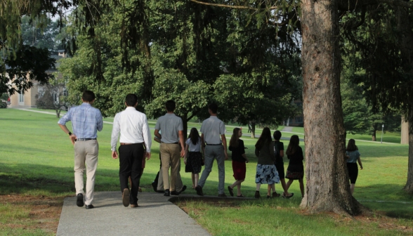 Students walk on campus