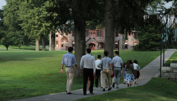 Students walk on campus