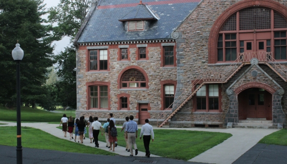 Students walk on campus