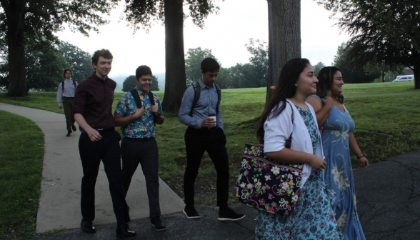 Students walk on campus