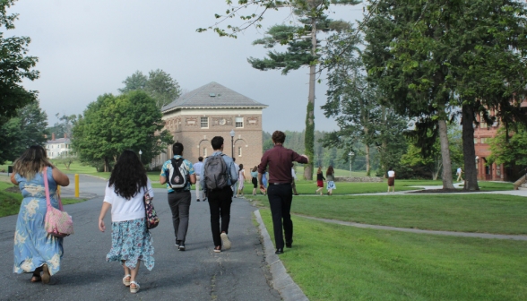 Students walk on campus