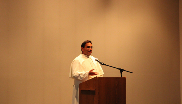 Fr. Miguel delivers his own orientation address