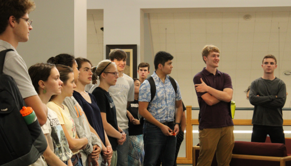 Students listen to Jon Daly explain the principles of Study Hall