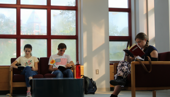 Three on the couches and armchairs in the music room