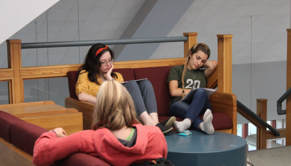 Three study on the couches on the landing