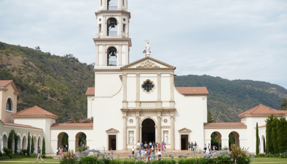 Students exit chapel after Mass