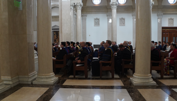 Another view of the seated faculty
