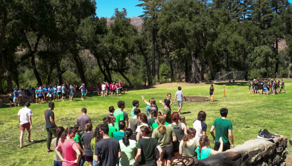 The students en masse at the sports field