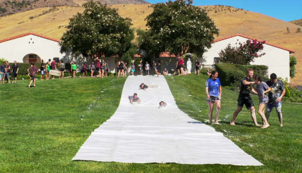 More students go down the slide