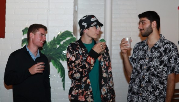 Three freshman sip California lemonade and chat