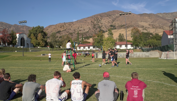 Students playing volleyball