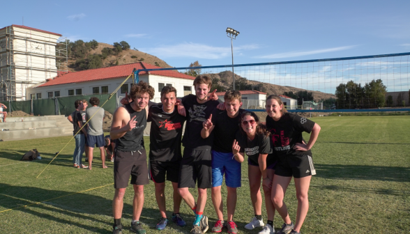 Students playing volleyball